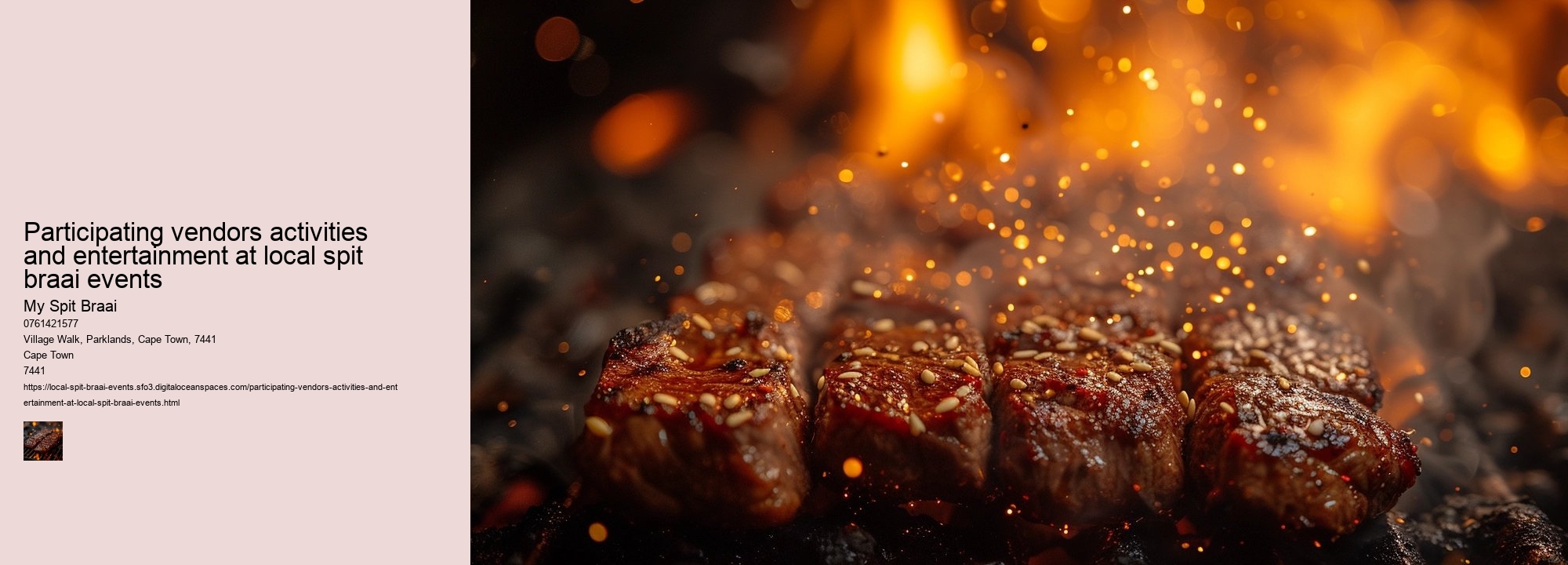 Participating vendors activities and entertainment at local spit braai events
